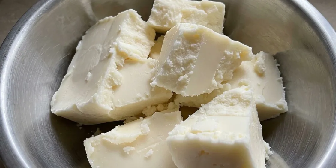Bulk grass-fed, grass-finished suet tallow in a stainless steel bowl