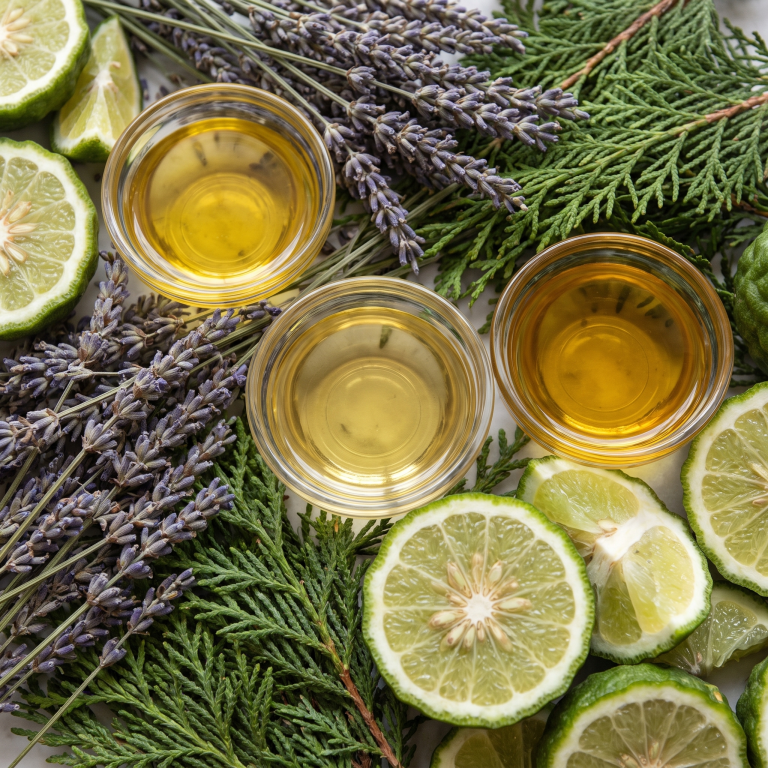 Lavender, cypress, and bergamot oils