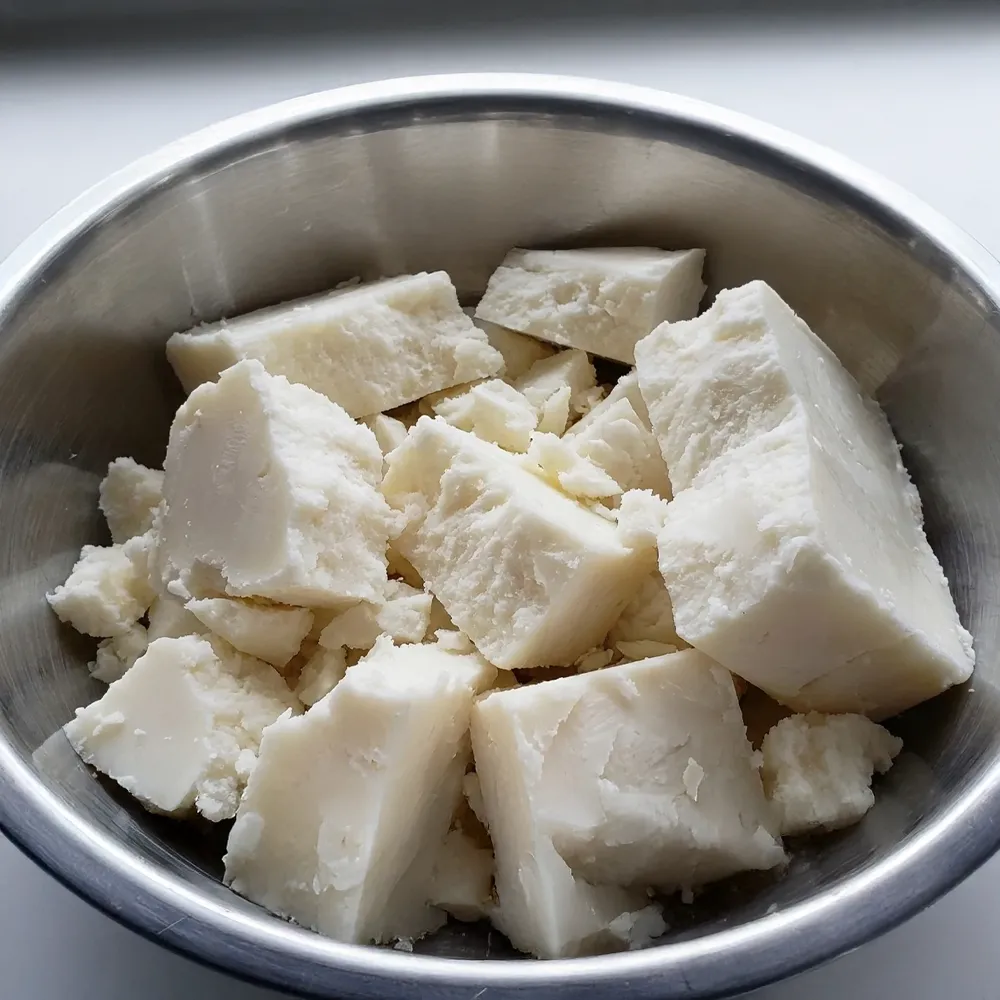Bulk suet tallow in a stainless steel bowl